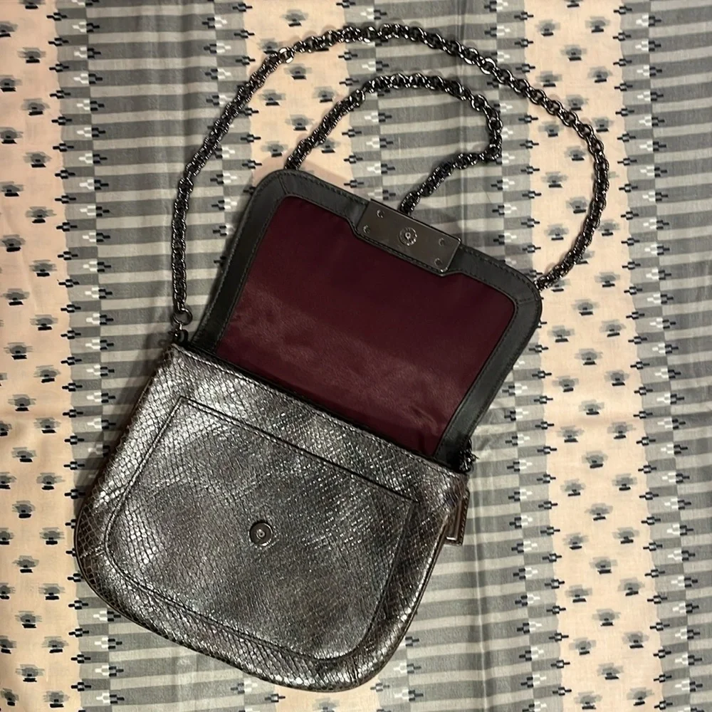 Coach Kristen python gunmetal petite crossbody / clutch bag - Picture 5 of 16